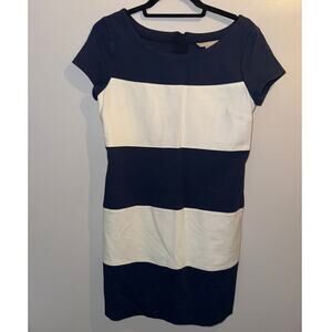 Banana Republic; Womens Dress; Size 8 Petite;  Striped White Navy Work Dress